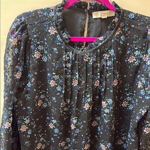 LOFT XL Black Floral Women's Top
